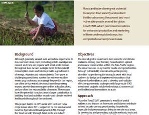 FoodSTART+ Asia. Food resilience through root and tuber crops in upland and coastal communities of the Asia-Pacific region. Project profile.