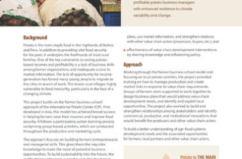 Linking farmers with markets - Bolivia and Peru. Implementation of farmer business school to improve small-scale farmer access to markets. Project profile